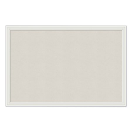 U BRANDS Linen Bulletin Board w/Decor Frame, 30x20, Natural Surface/White Frame 2074U00-01